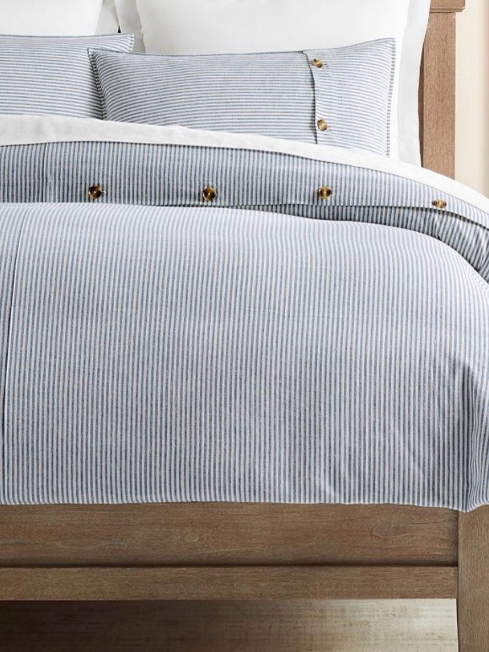 Pottery Barn Wheaton Striped Cotton Linen Duvet Cover + Shams KING